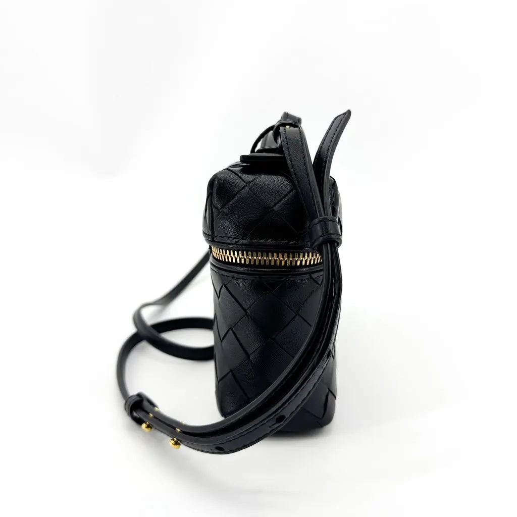 Bottega Veneta Small Intrecciato Vanity Case Bag Black Black Leather Very good - Box View