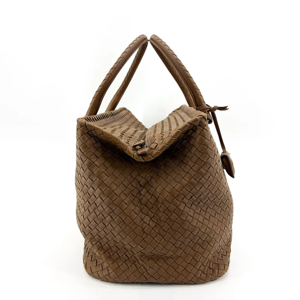 Bottega Veneta Intrecciato Roma Tote Bag Brown Brown Leather Fair - Box View