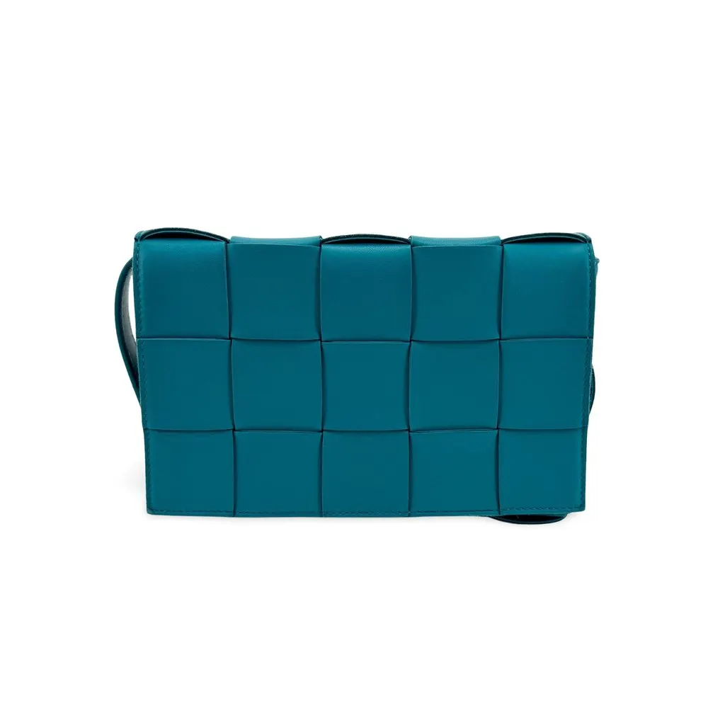 Bottega Veneta Cassette Shoulder Bag Deep Blue Blue Leather Good - Front View