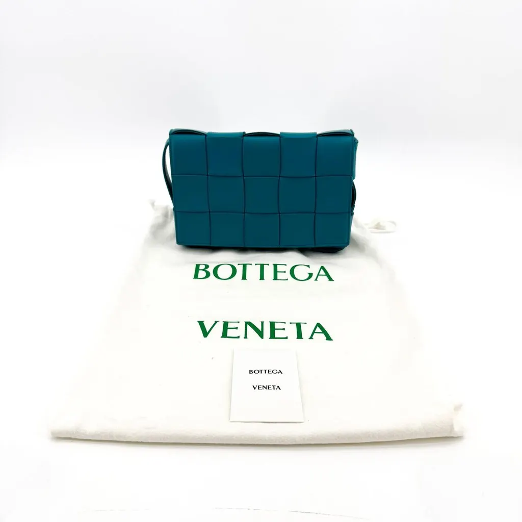Bottega Veneta Cassette Shoulder Bag Deep Blue Blue Leather Good - Back View