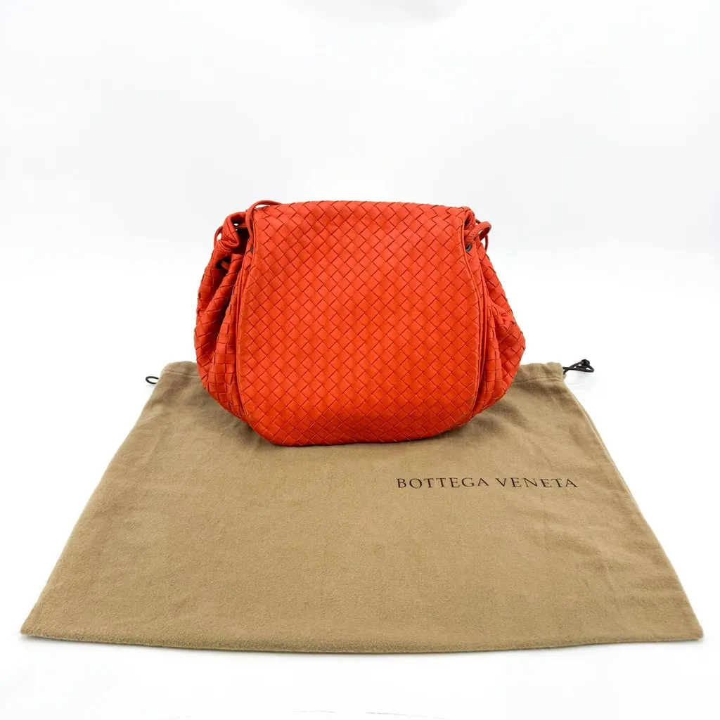 Bottega Veneta Intrecciato Flap Shoulder Bag Orange Orange Leather Good - Back View