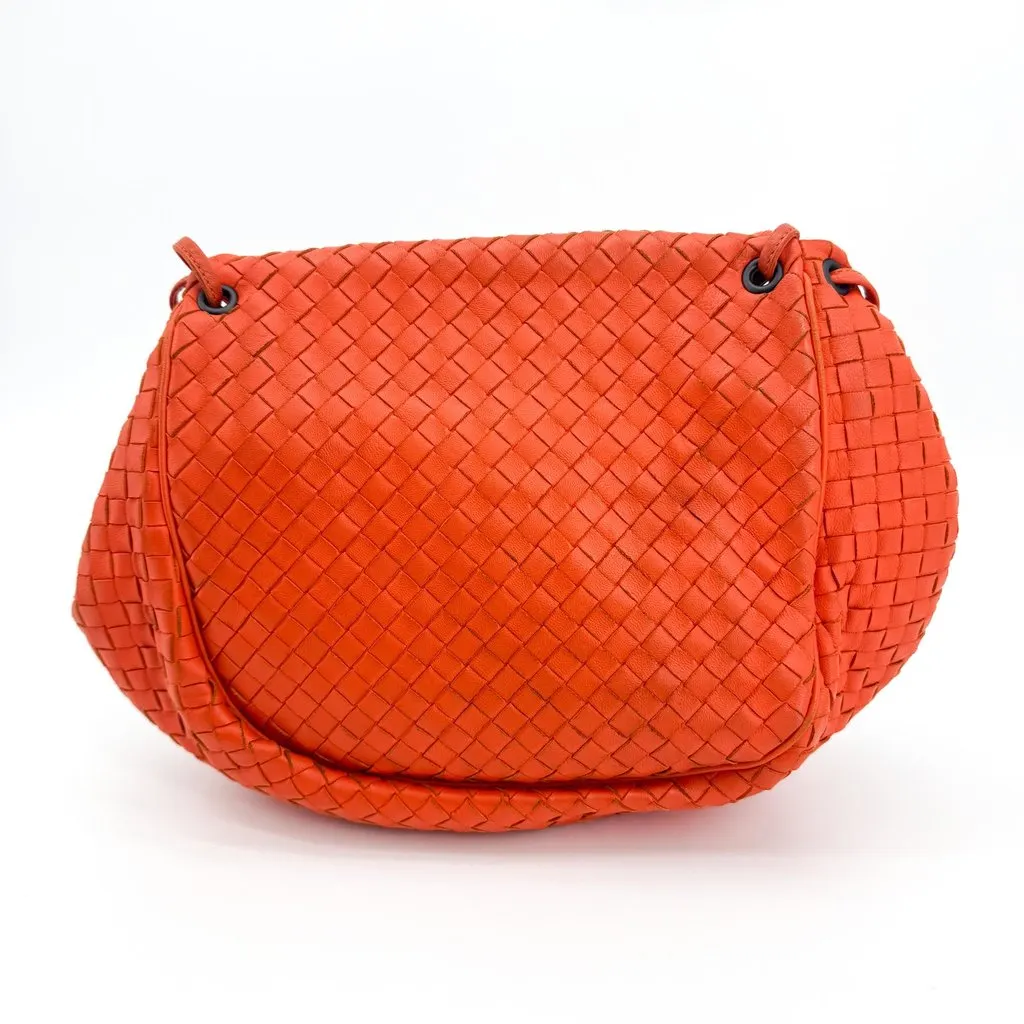 Bottega Veneta Intrecciato Flap Shoulder Bag Orange Orange Leather Good - Inside View