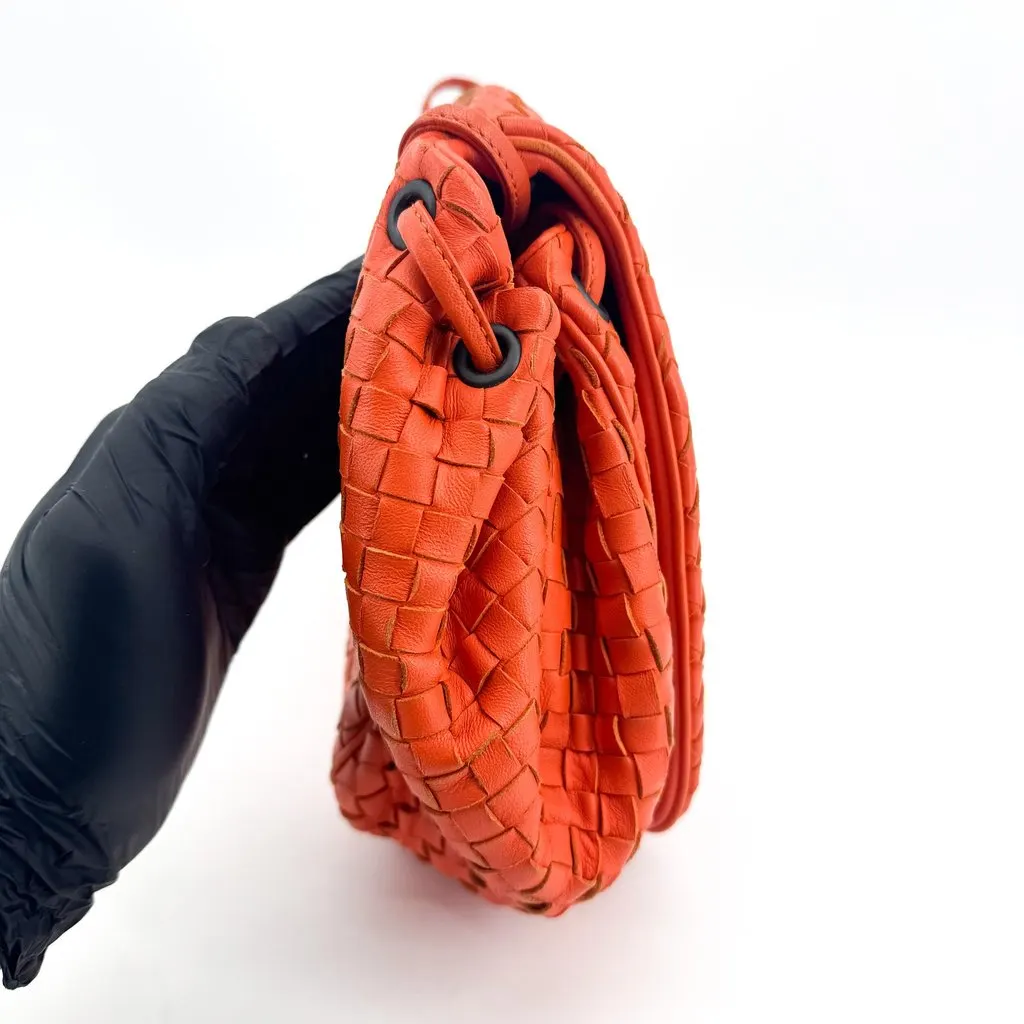 Bottega Veneta Intrecciato Flap Shoulder Bag Orange Orange Leather Good - Model View