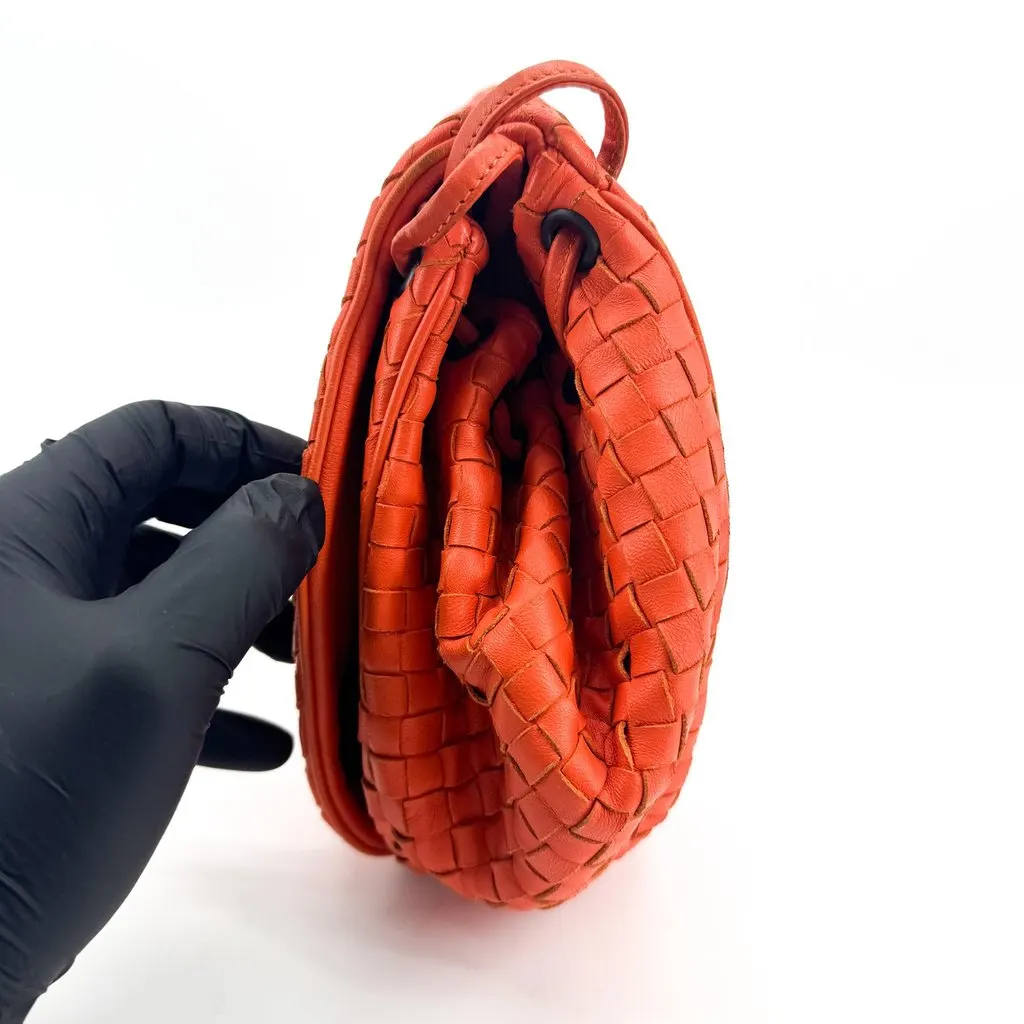 Bottega Veneta Intrecciato Flap Shoulder Bag Orange Orange Leather Good - Box View