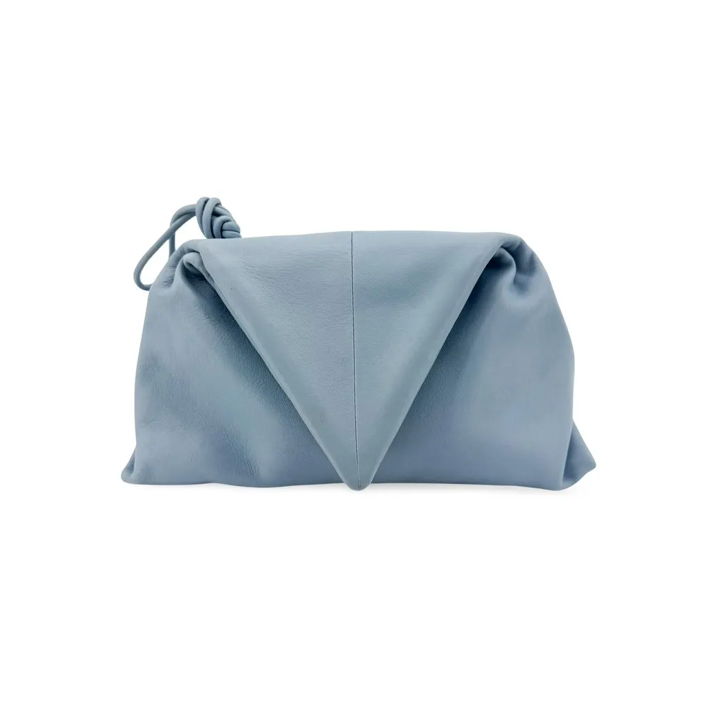 Bottega Veneta Small Beak Shoulder Bag Sky Blue Blue Leather Good - Front View