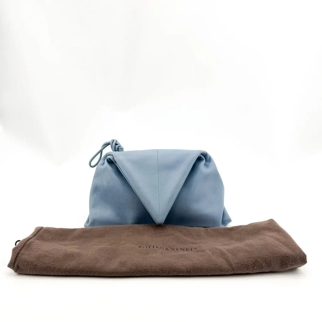 Bottega Veneta Small Beak Shoulder Bag Sky Blue Blue Leather Good - Back View
