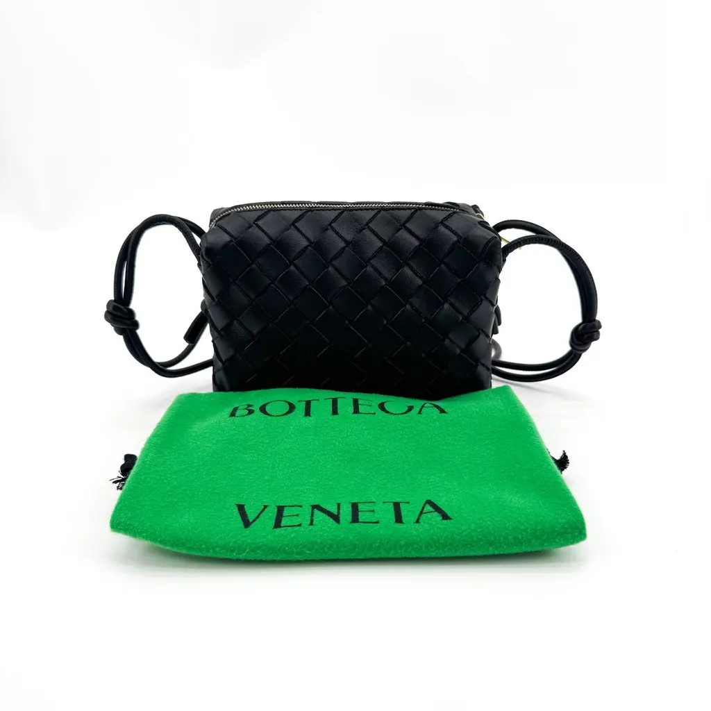 Bottega Veneta Intrecciato Mini Loop Shoulder Bag Black Black Leather Good - Back View