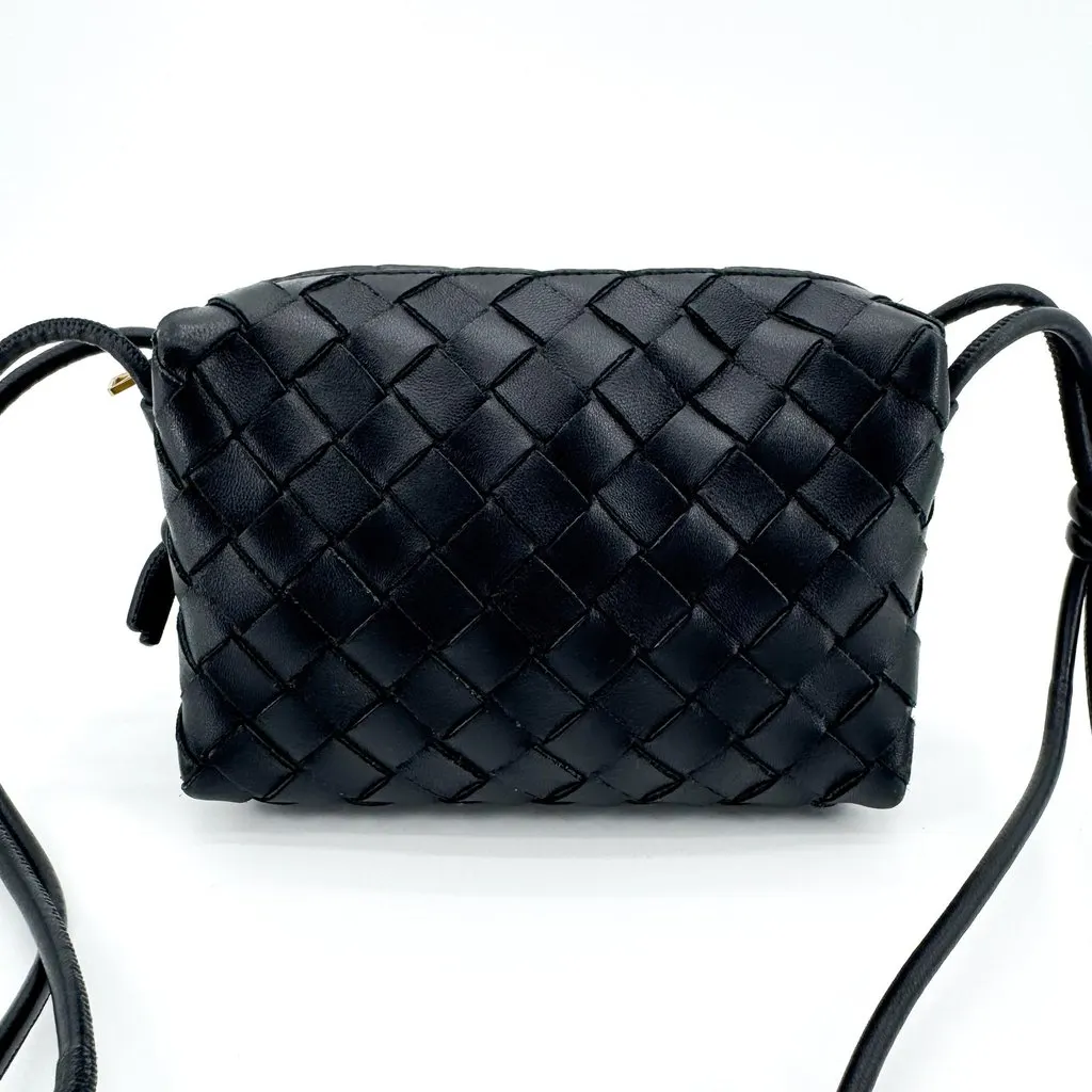 Bottega Veneta Intrecciato Mini Loop Shoulder Bag Black Black Leather Good - Inside View