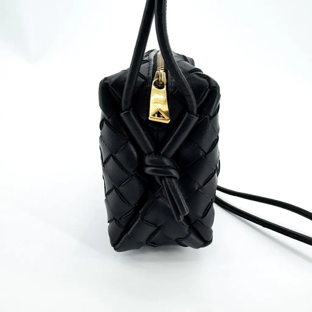 Bottega Veneta Intrecciato Mini Loop Shoulder Bag Black Black Leather Good - Model View