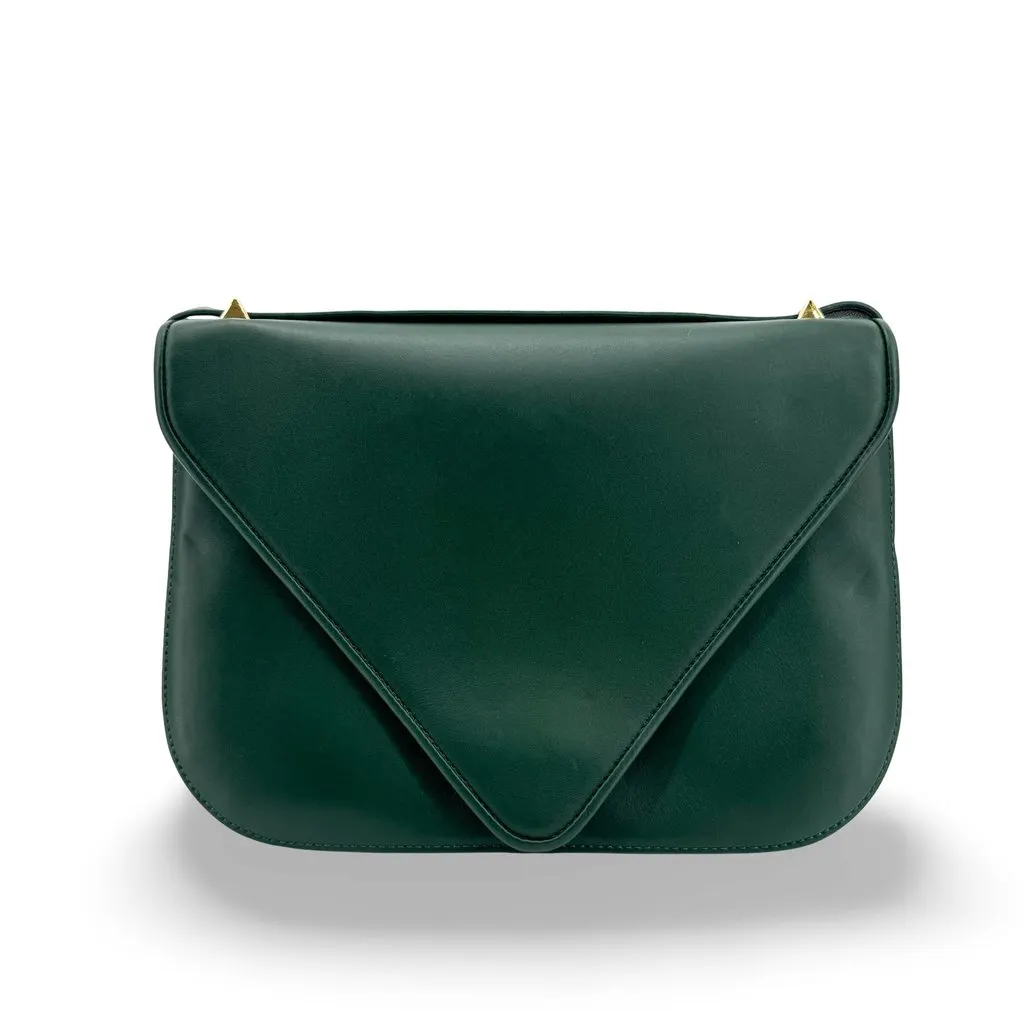 Bottega Veneta Beak Shoulder Bag Dark Green Green Leather Very good - Front View