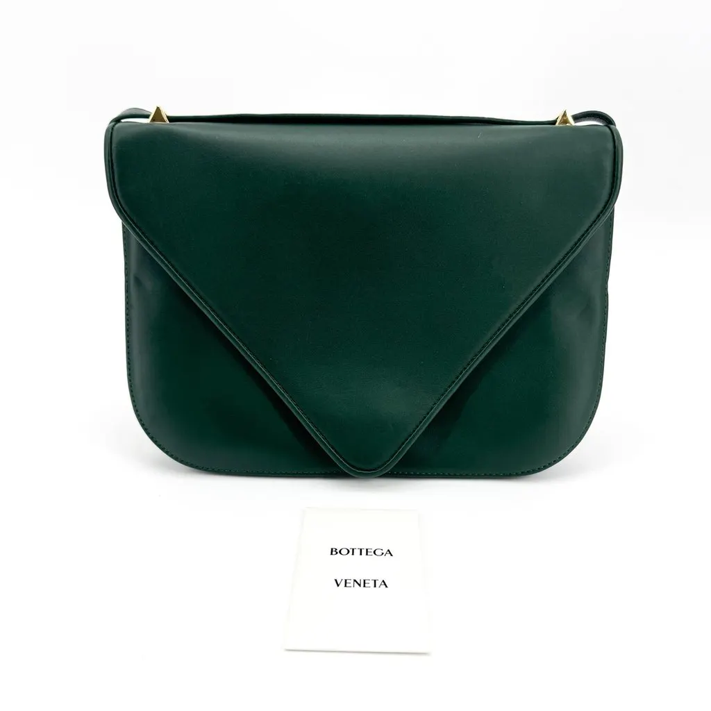 Bottega Veneta Beak Shoulder Bag Dark Green Green Leather Very good - Back View