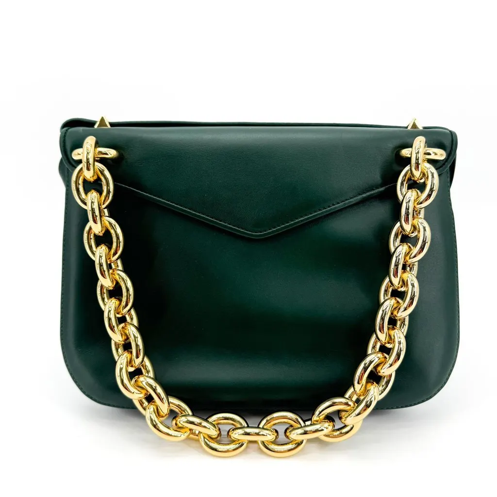 Bottega Veneta Beak Shoulder Bag Dark Green Green Leather Very good - Inside View