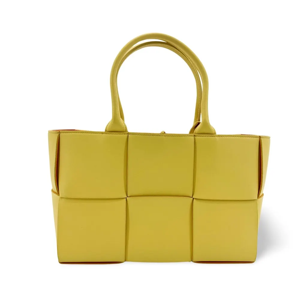 Bottega Veneta Small Arco Tote Bag Yellow Yellow Leather Fair - Front View
