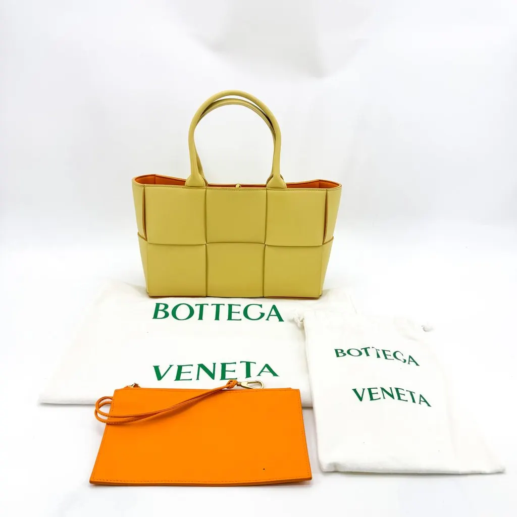 Bottega Veneta Small Arco Tote Bag Yellow Yellow Leather Fair - Back View