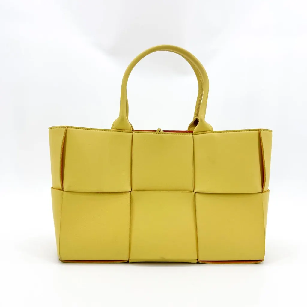 Bottega Veneta Small Arco Tote Bag Yellow Yellow Leather Fair - Inside View