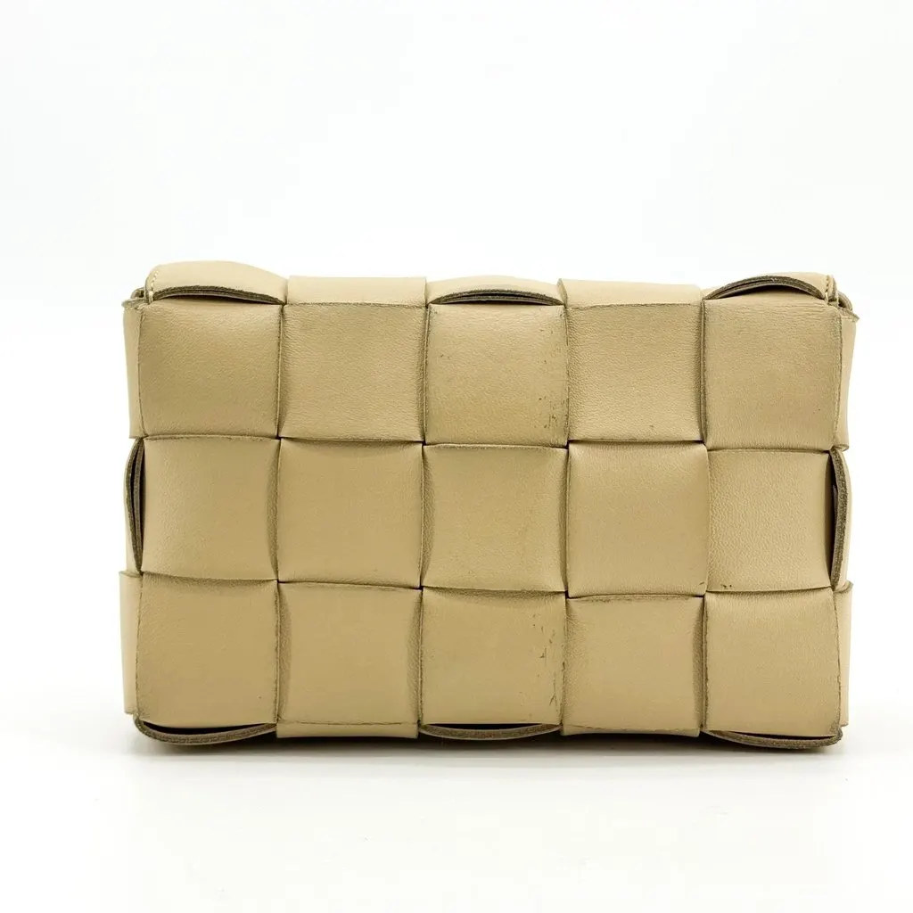 Bottega Veneta Cassette Card Case on Strap Beige Beige Leather Fair - Inside View