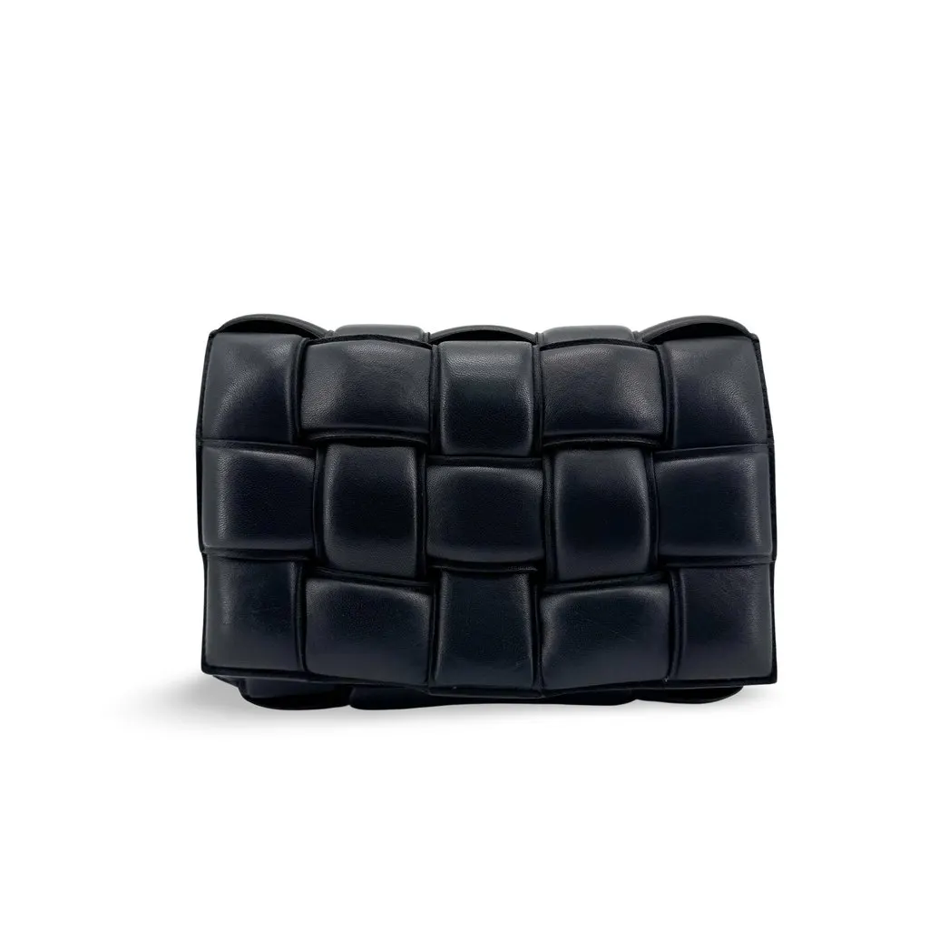 Bottega Veneta Padded Cassette Bag Black Black Leather Good - Front View