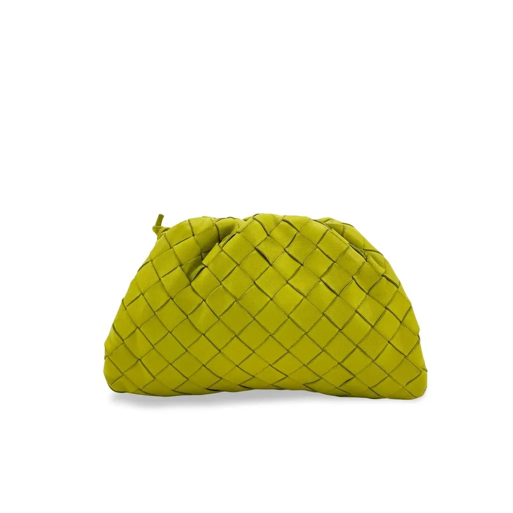Bottega Veneta Intrecciato Mini Pouch Green Green Leather Good - Front View