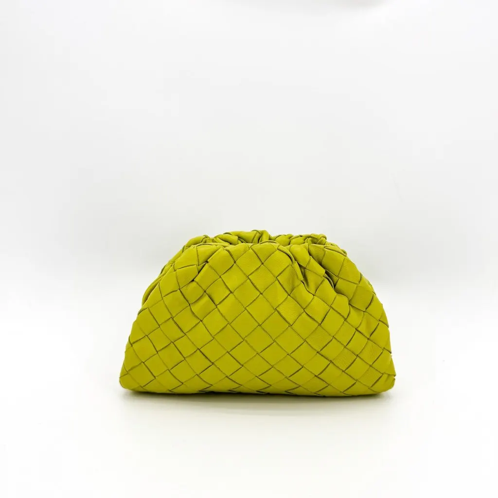 Bottega Veneta Intrecciato Mini Pouch Green Green Leather Good - Back View