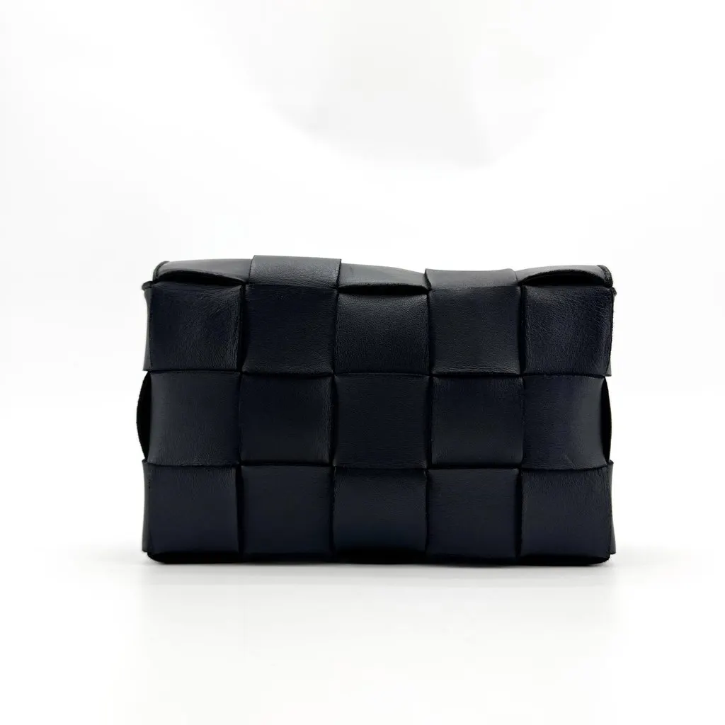 Bottega Veneta Cassette Crossbody Bag Black Black Leather Good - Back View