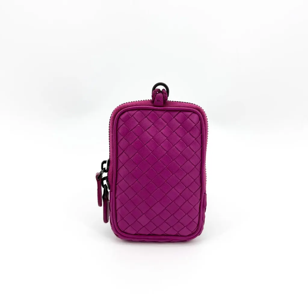 Bottega Veneta Intrecciato Mini Zip Pouch Purple Purple Leather Good - Inside View