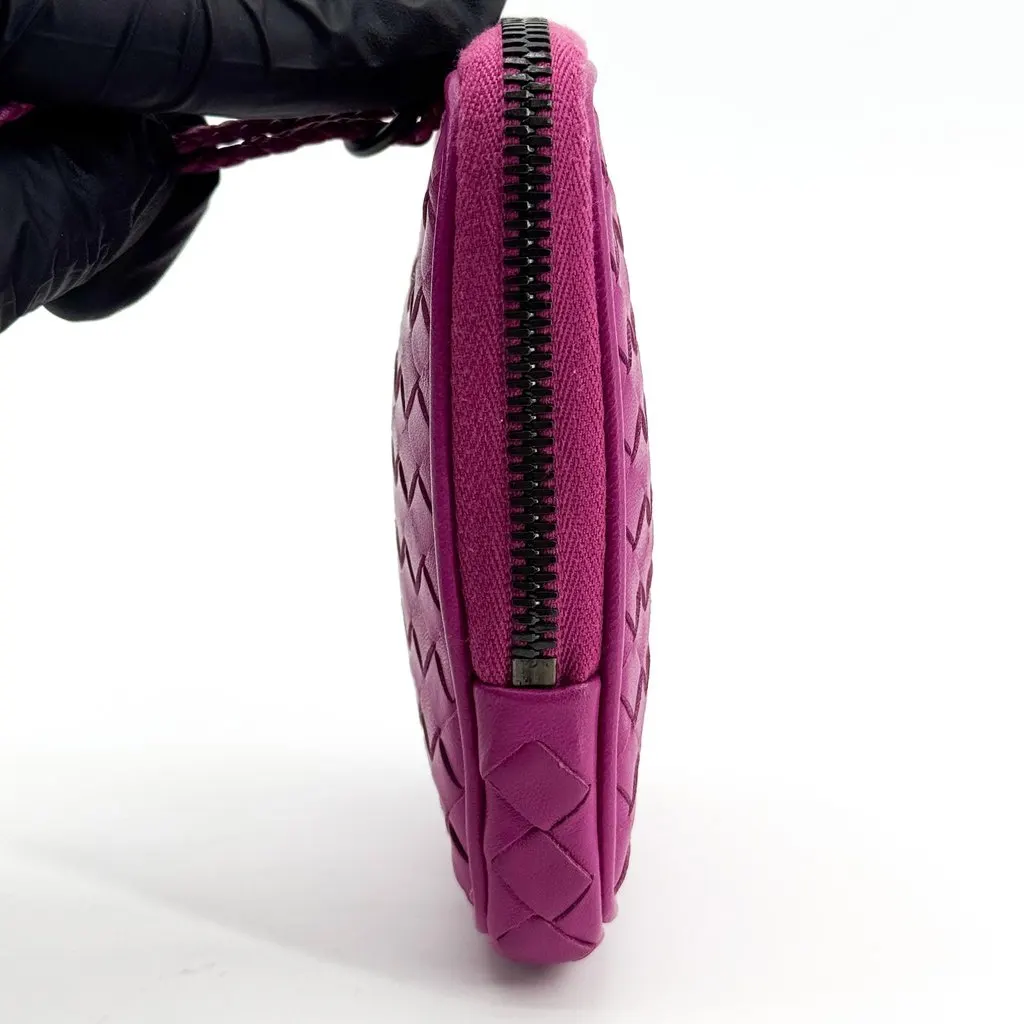 Bottega Veneta Intrecciato Mini Zip Pouch Purple Purple Leather Good - Model View