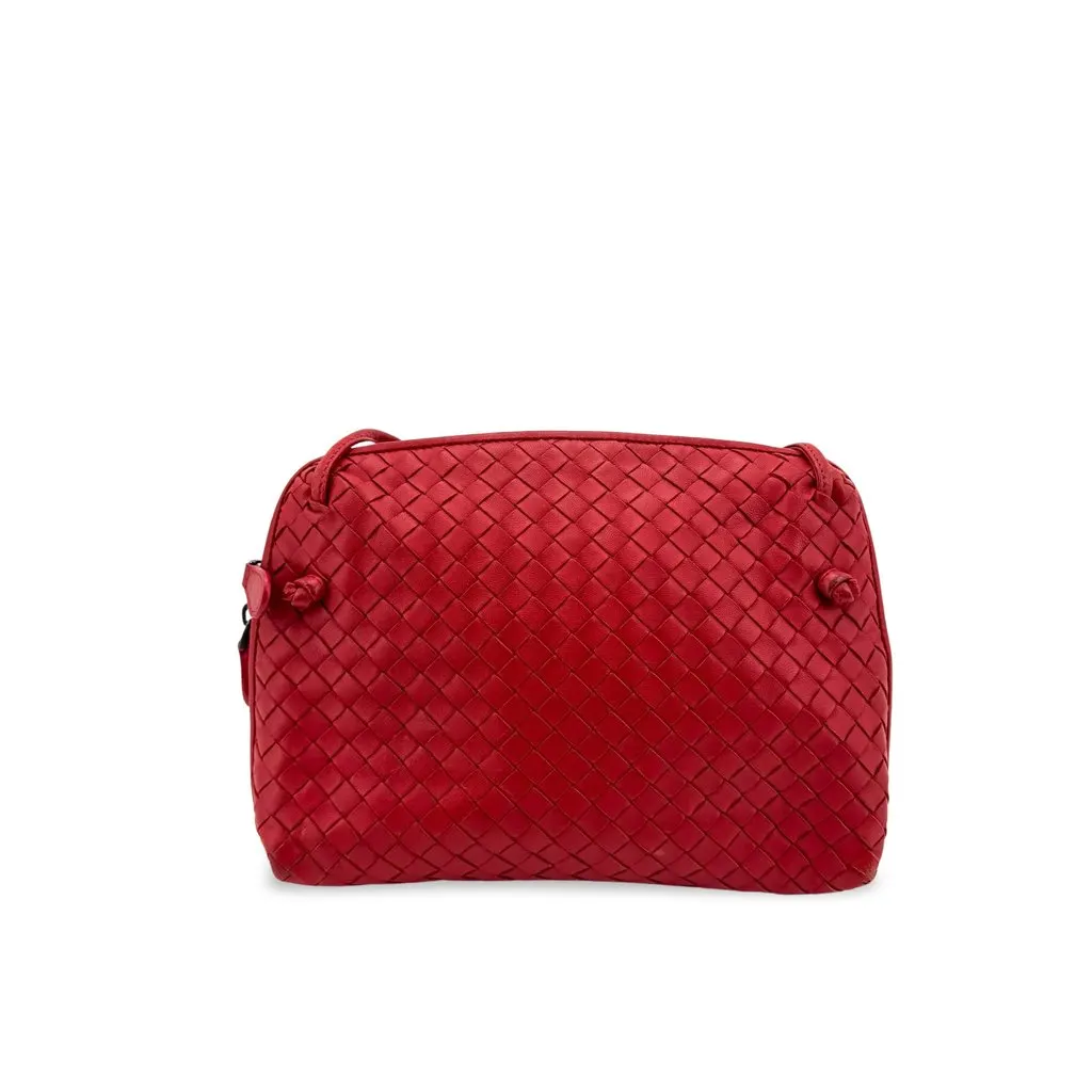 Bottega Veneta Intrecciato Nod Crossbody Bag Red Red Leather Good - Front View