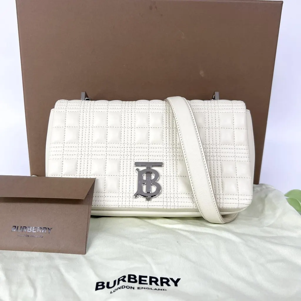 Burberry Small Quilted Lambskin Lola Bag Ivory Silver Hardware Ecru Leather Very good - Back View