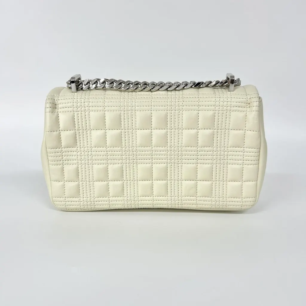 Burberry Small Quilted Lambskin Lola Bag Ivory Silver Hardware Ecru Leather Very good - Inside View