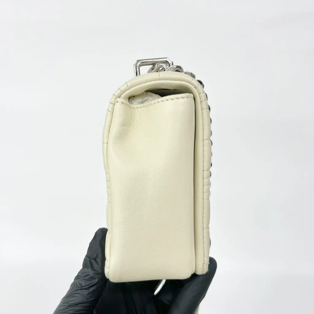Burberry Small Quilted Lambskin Lola Bag Ivory Silver Hardware Ecru Leather Very good - Model View