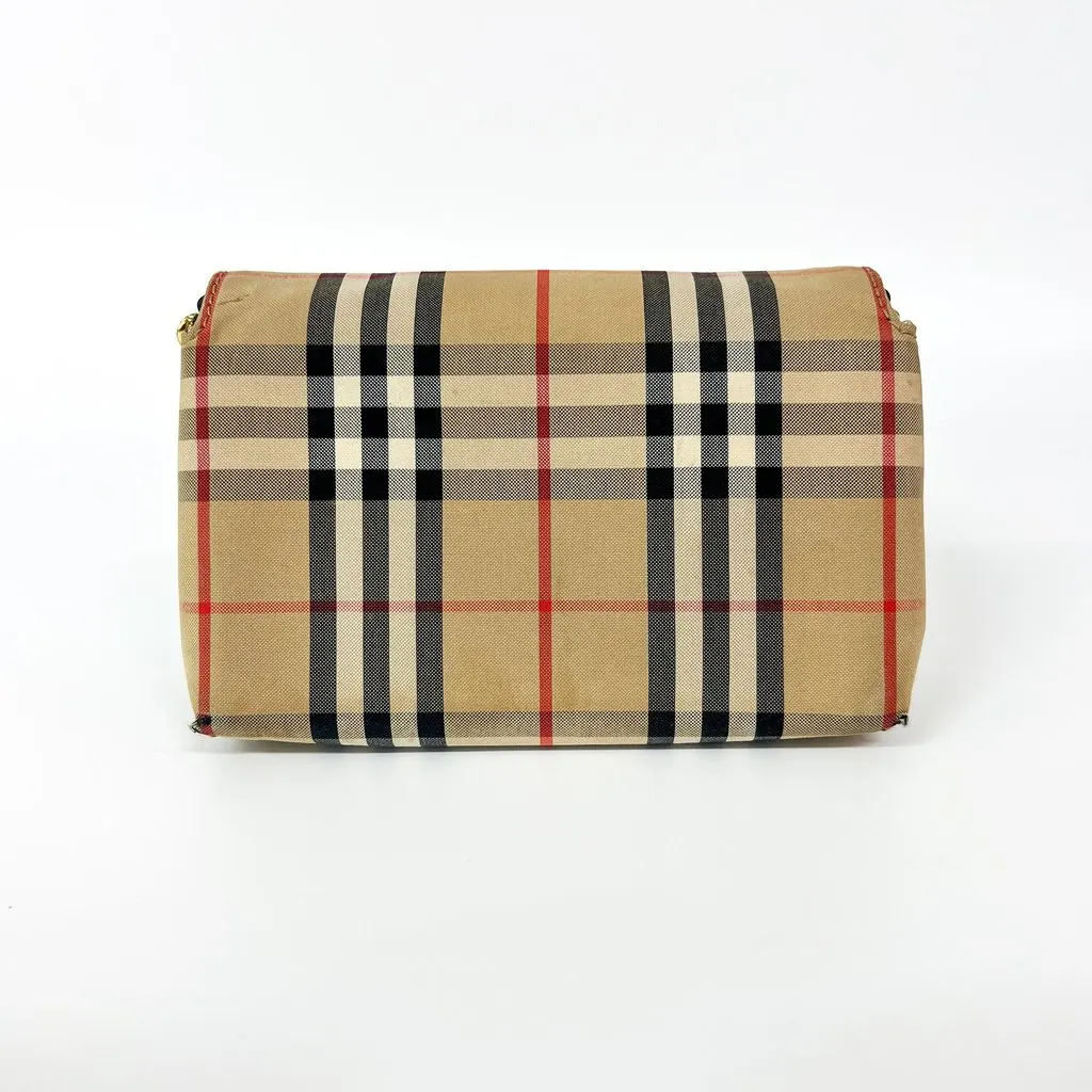 Burberry Vintage Check Note Crossbody Bag Archive Beige Black Good - Back View