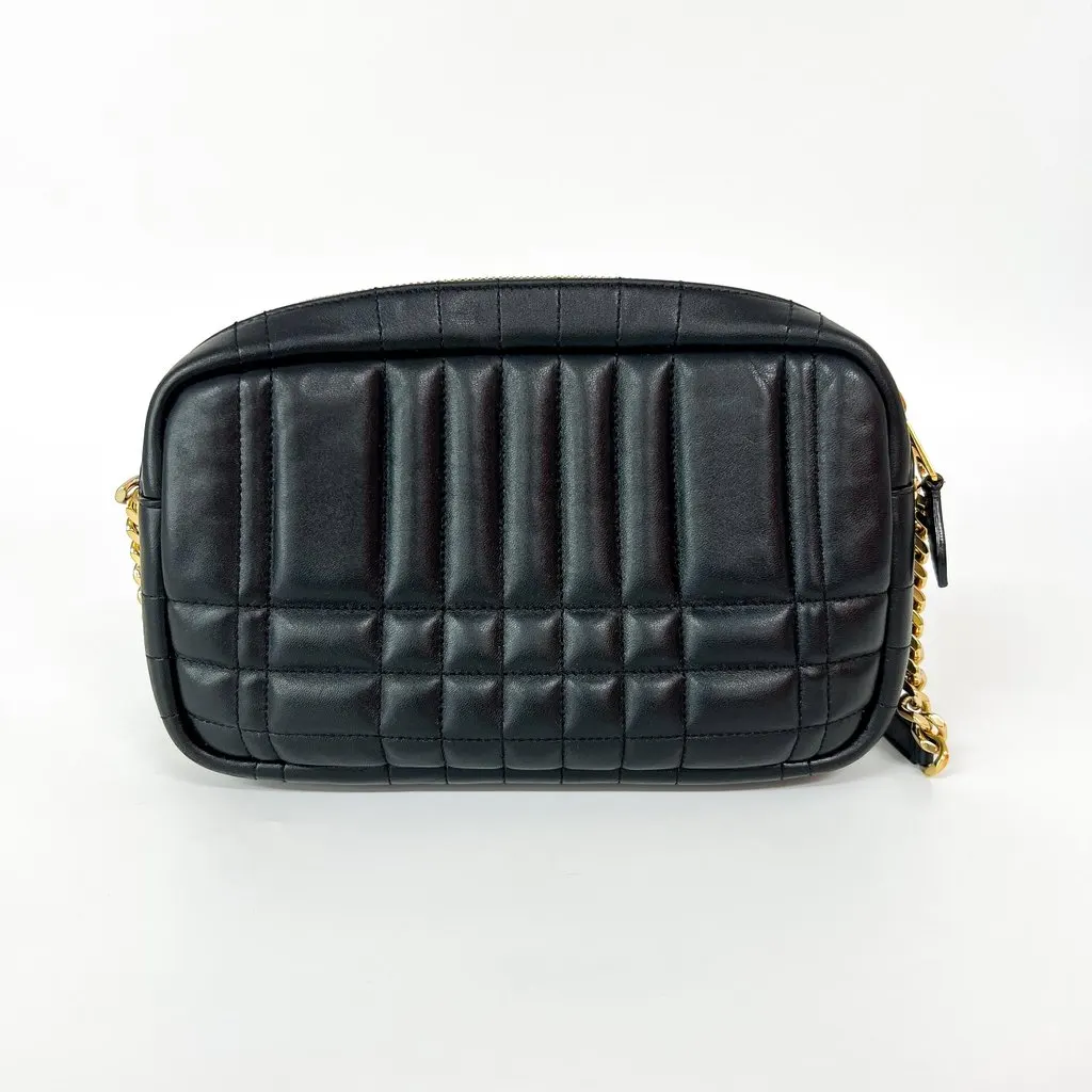 Burberry Small Quilted Lambskin Lola Camera Bag Black Black Leather Good - Inside View