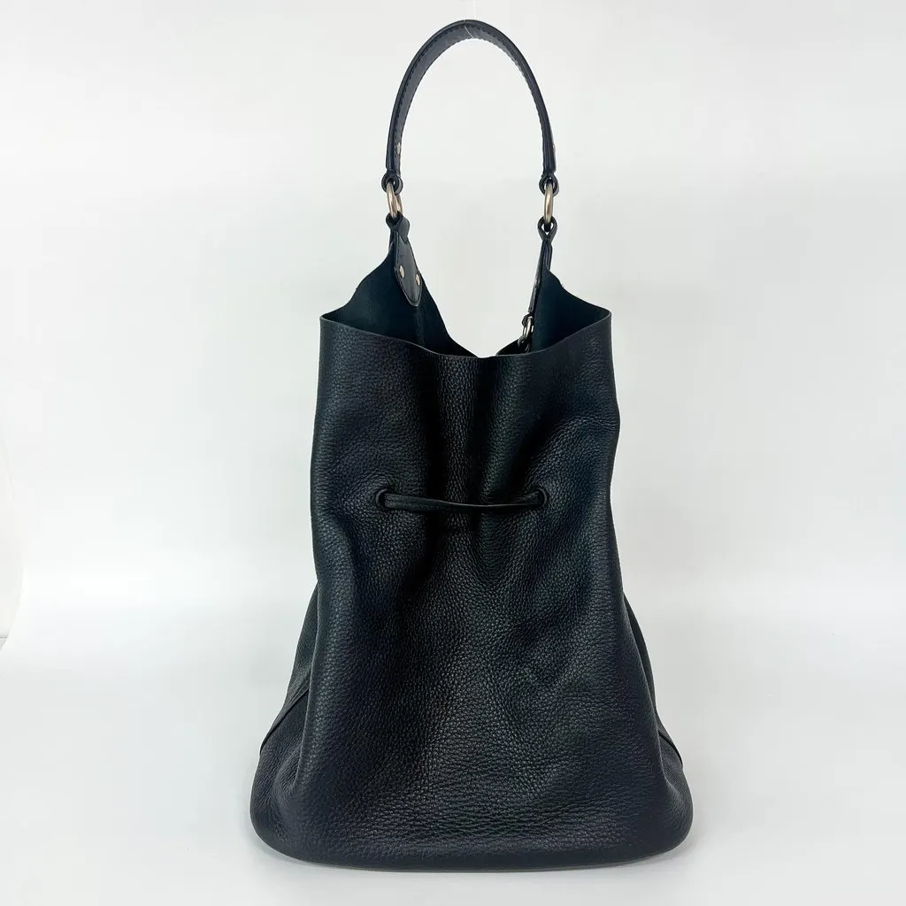 Burberry Leather Ashby Tassel Hobo Shoulder Bag Black Good - Back View