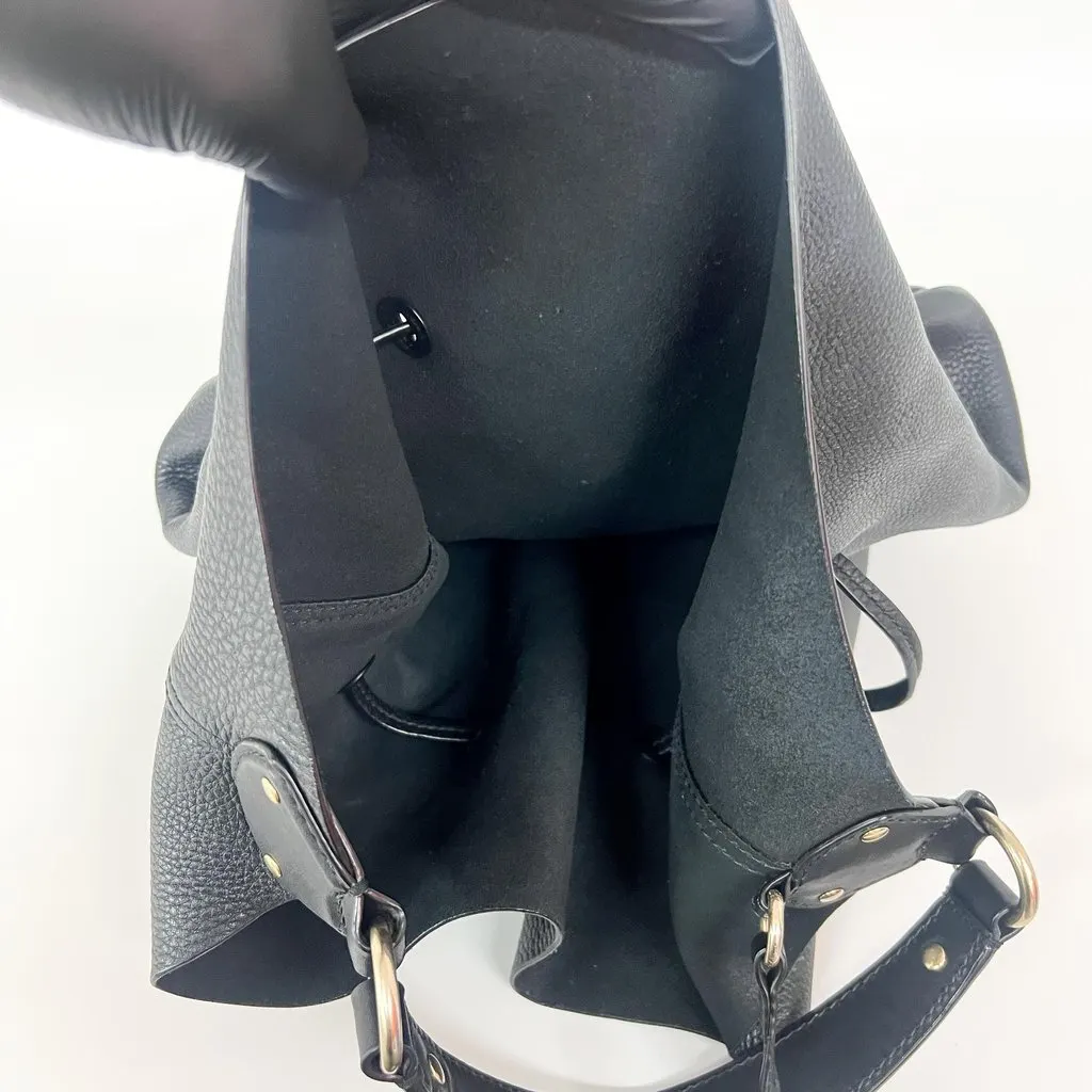 Burberry Leather Ashby Tassel Hobo Shoulder Bag Black Good - Box View