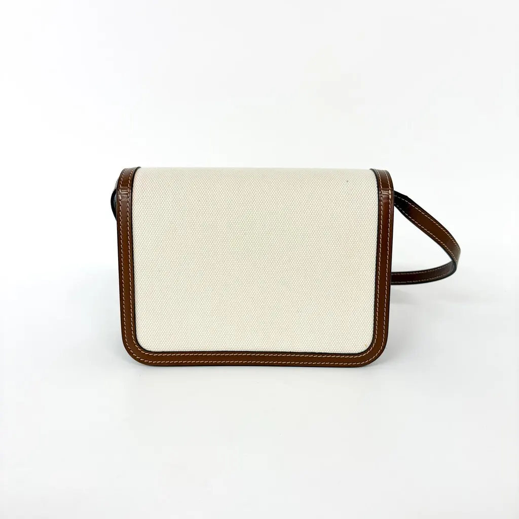 Burberry Small Two-tone Canvas Leather TB Bag Malt Brown Brown Canvas Good - Back View