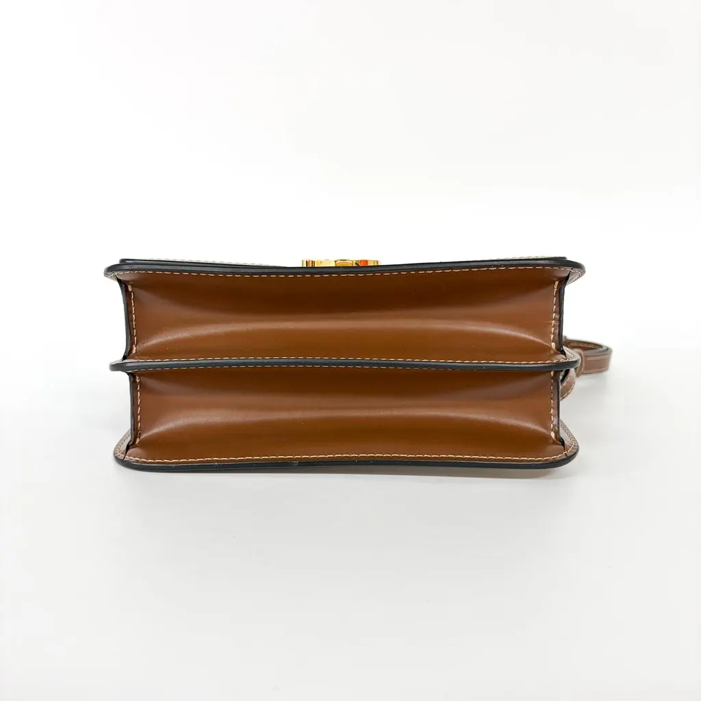 Burberry Small Two-tone Canvas Leather TB Bag Malt Brown Brown Canvas Good - Box View