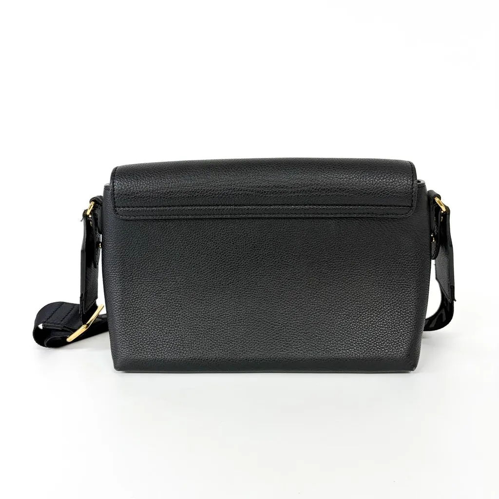 Burberry Grainy Leather and Vintage Check Notebook Bag Black Beige Leather Good - Back View
