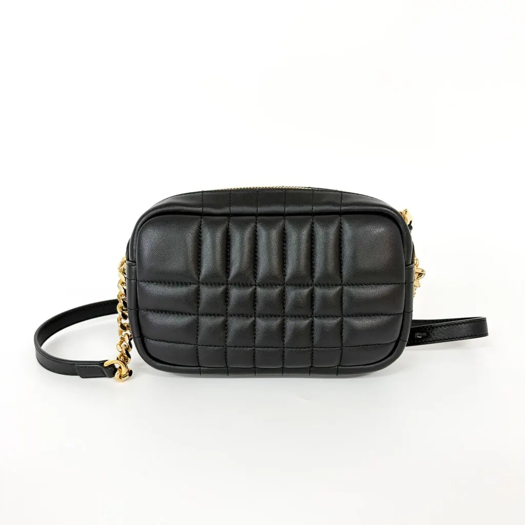 Burberry Small Quilted Lambskin Lola Camera Bag Black MultiColor Leather Good - Back View
