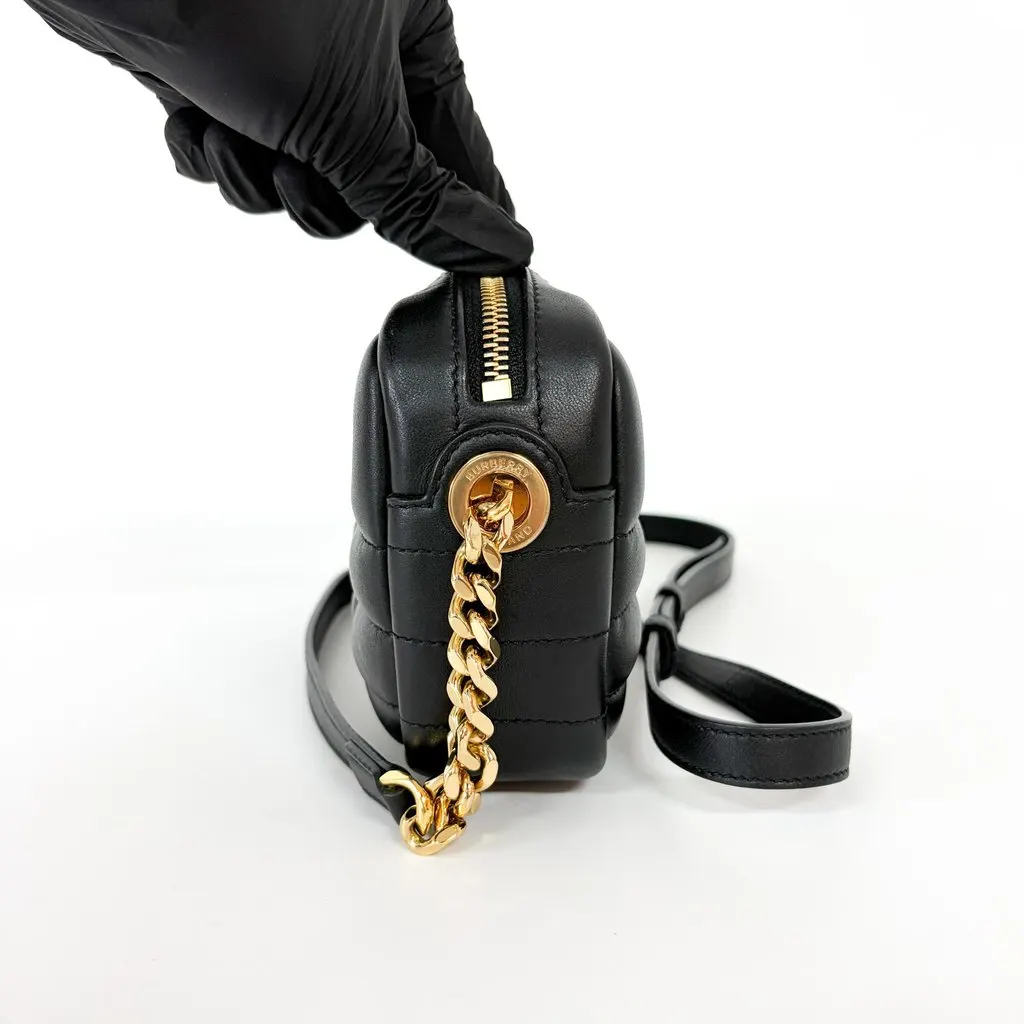 Burberry Small Quilted Lambskin Lola Camera Bag Black MultiColor Leather Good - Inside View