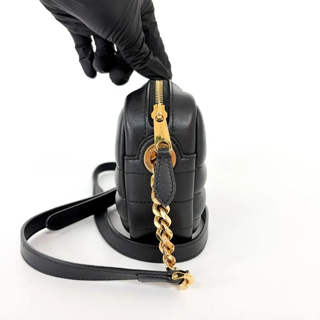 Burberry Small Quilted Lambskin Lola Camera Bag Black MultiColor Leather Good - Model View