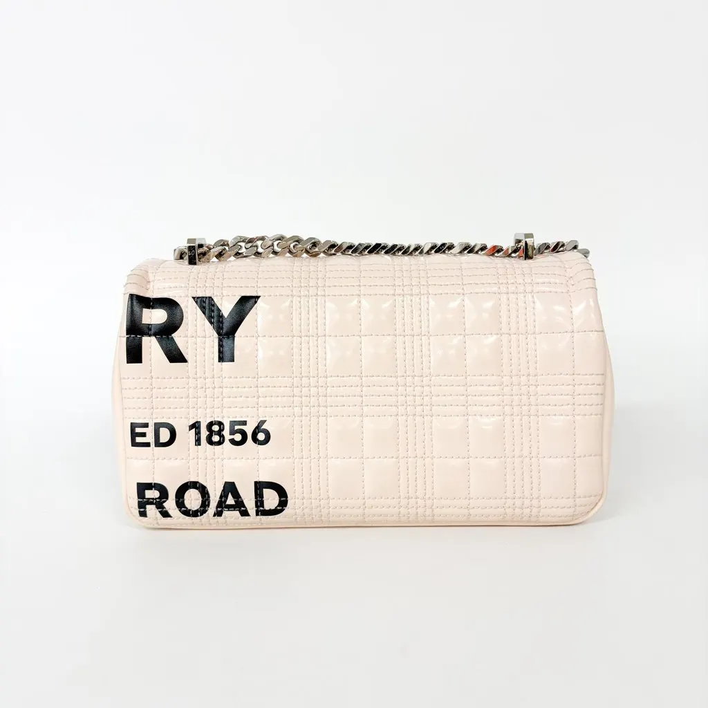 Burberry Small Quilted Lambskin Horseferry Print Lola Bag Pale Pink MultiColor Leather Good - Back View