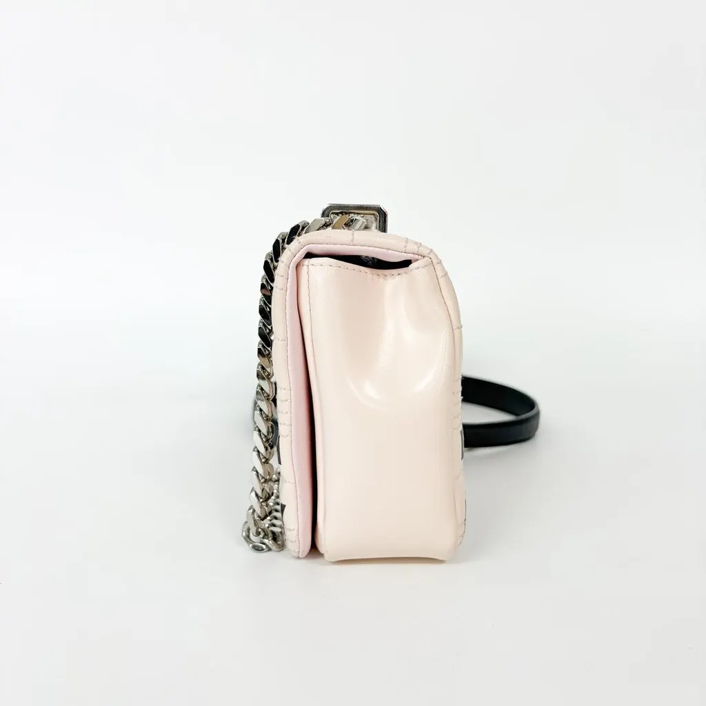 Burberry Small Quilted Lambskin Horseferry Print Lola Bag Pale Pink MultiColor Leather Good - Inside View
