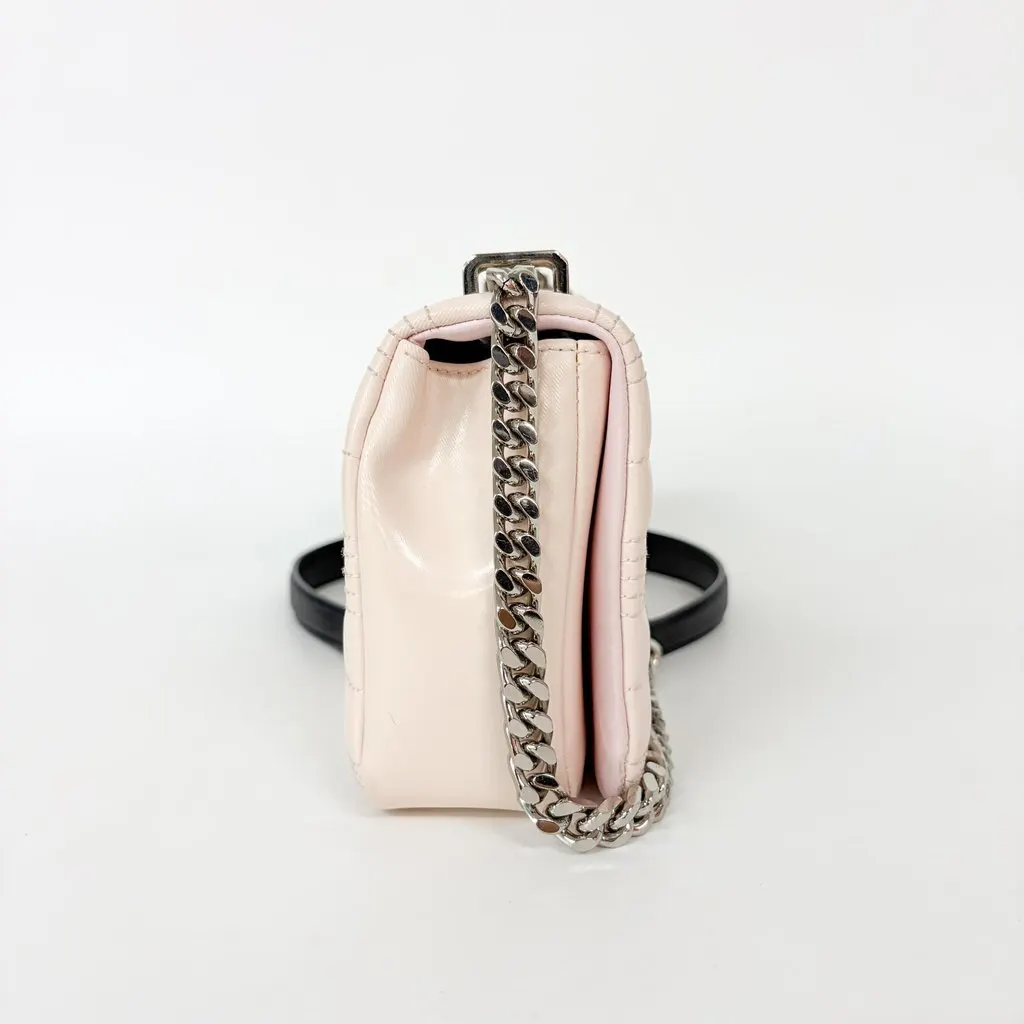 Burberry Small Quilted Lambskin Horseferry Print Lola Bag Pale Pink MultiColor Leather Good - Model View