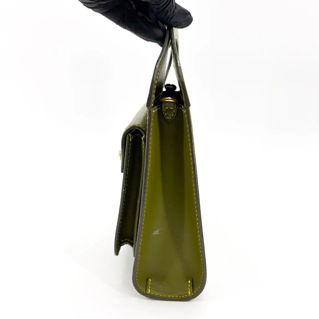 Burberry Mini Leather Pocket Bag Olive Green Green Leather Very good - Model View