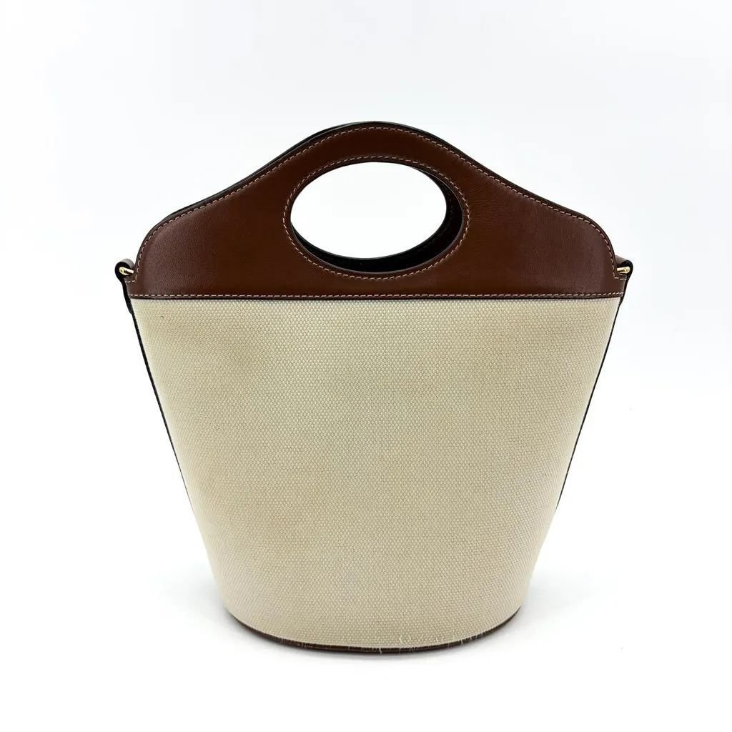 Burberry Small Canvas Leather Horseferry Print Pocket Bucket Bag Tan Natural Beige Canvas Very good - Inside View