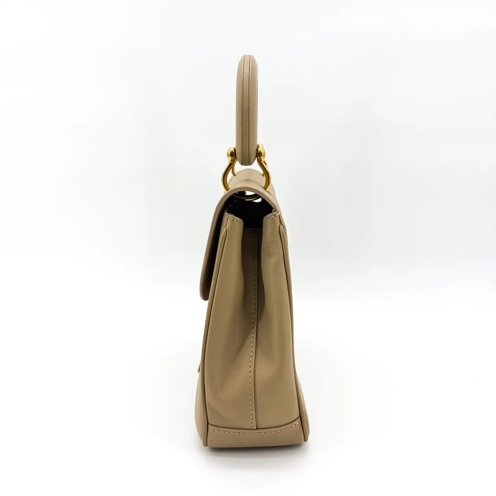 Burberry DK88 Medium Top Handle Bag Taupe Beige Leather Good - Model View