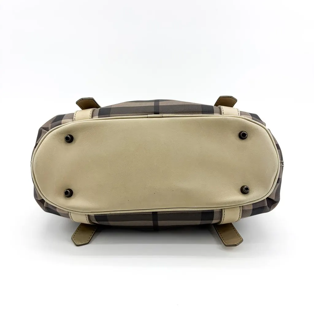 Burberry Nova Check Small Manner Tote Bag Beige Beige Canvas Good - Box View