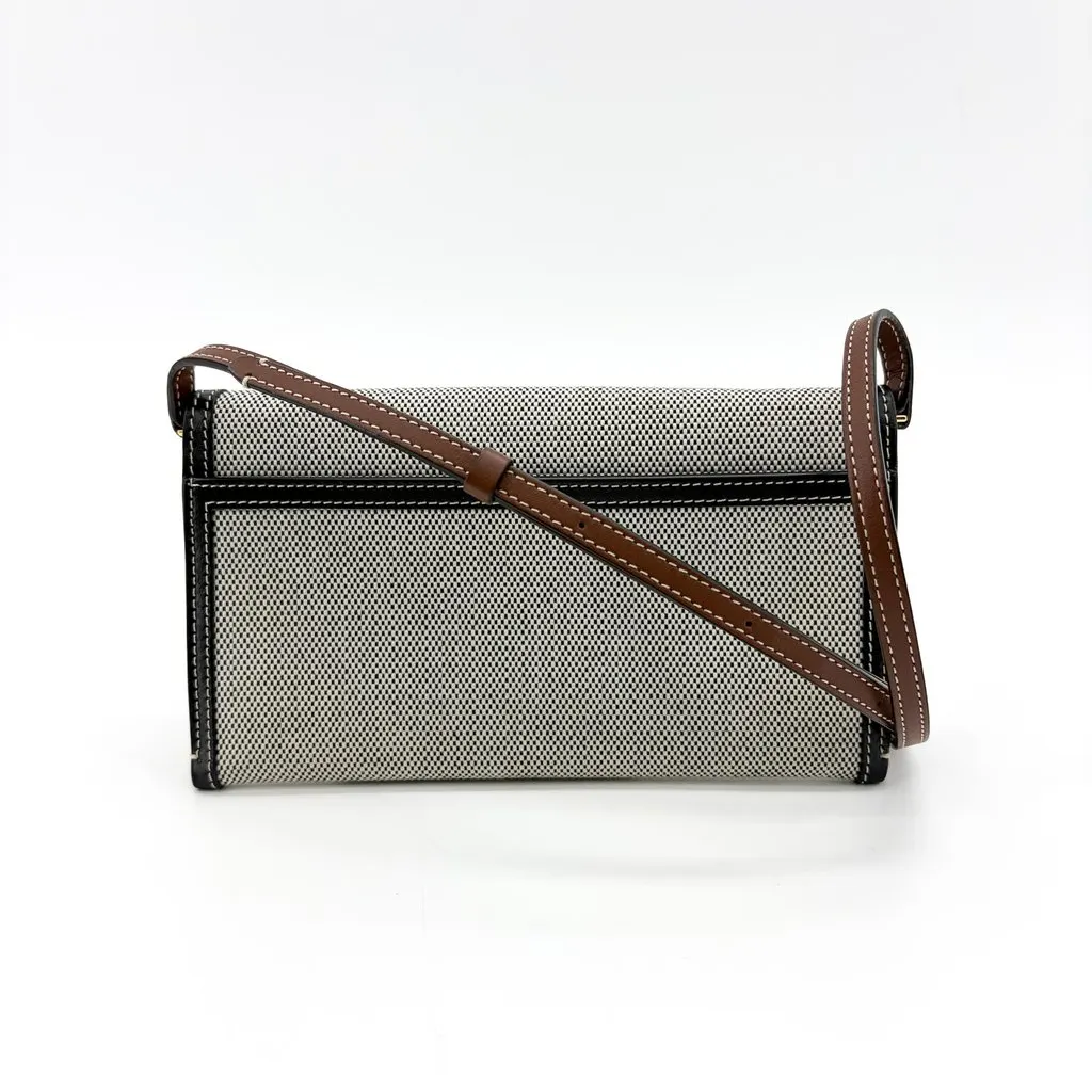 Burberry Small Horseferry Print Canvas Notebook Shoulder Bag Black Beige Canvas Good - Back View