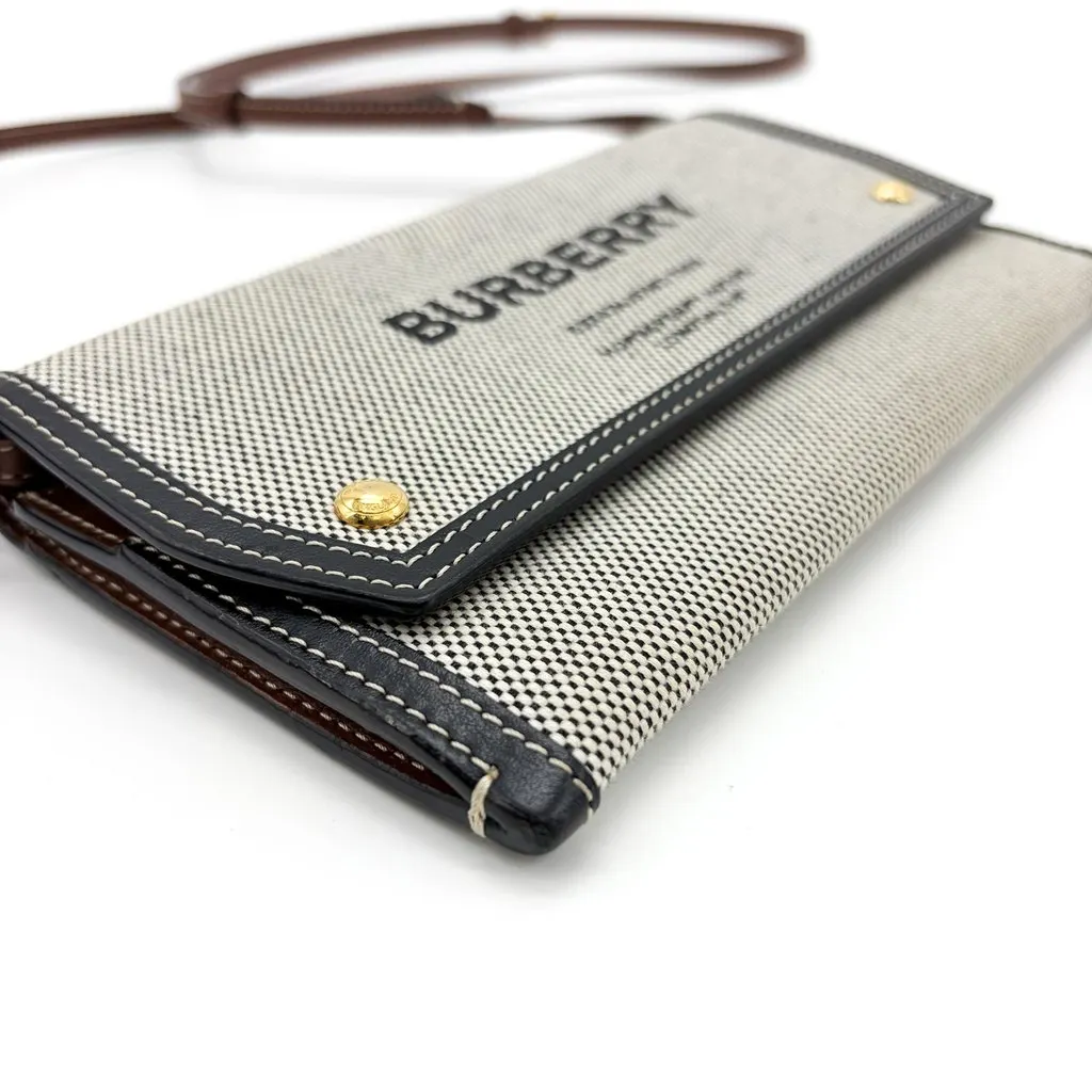 Burberry Small Horseferry Print Canvas Notebook Shoulder Bag Black Beige Canvas Good - Box View