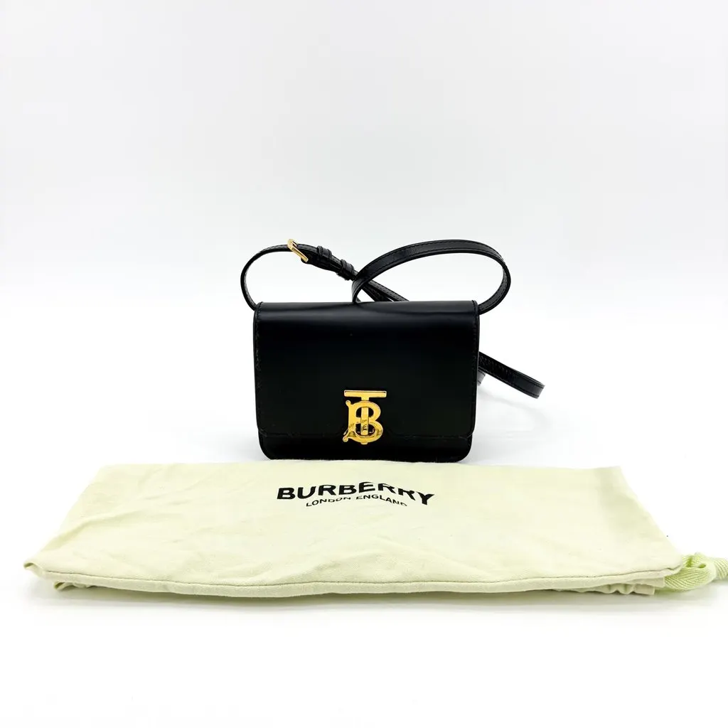 Burberry Small Leather TB Bag Black Gold Hardware Black Leather Very good - Back View